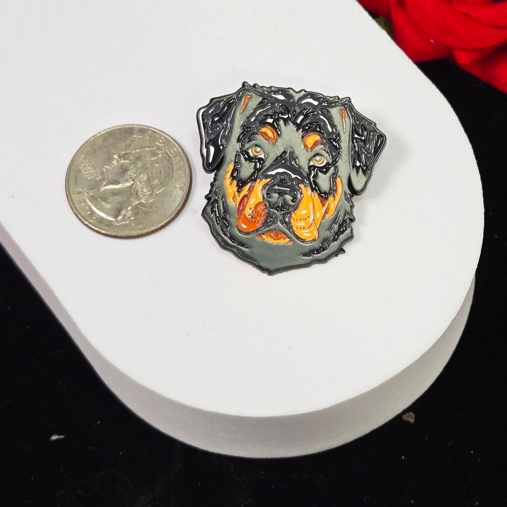 Rottweiler Enamel Lapel Pin – Dog Mom Gift, Black & Tan Puppy Head Pin Pet Owner - Picture 4 of 5